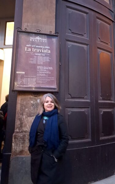 Fabiola Baquero by a theatre in Sicily Fabiola Baquero by a theatre in Sicily