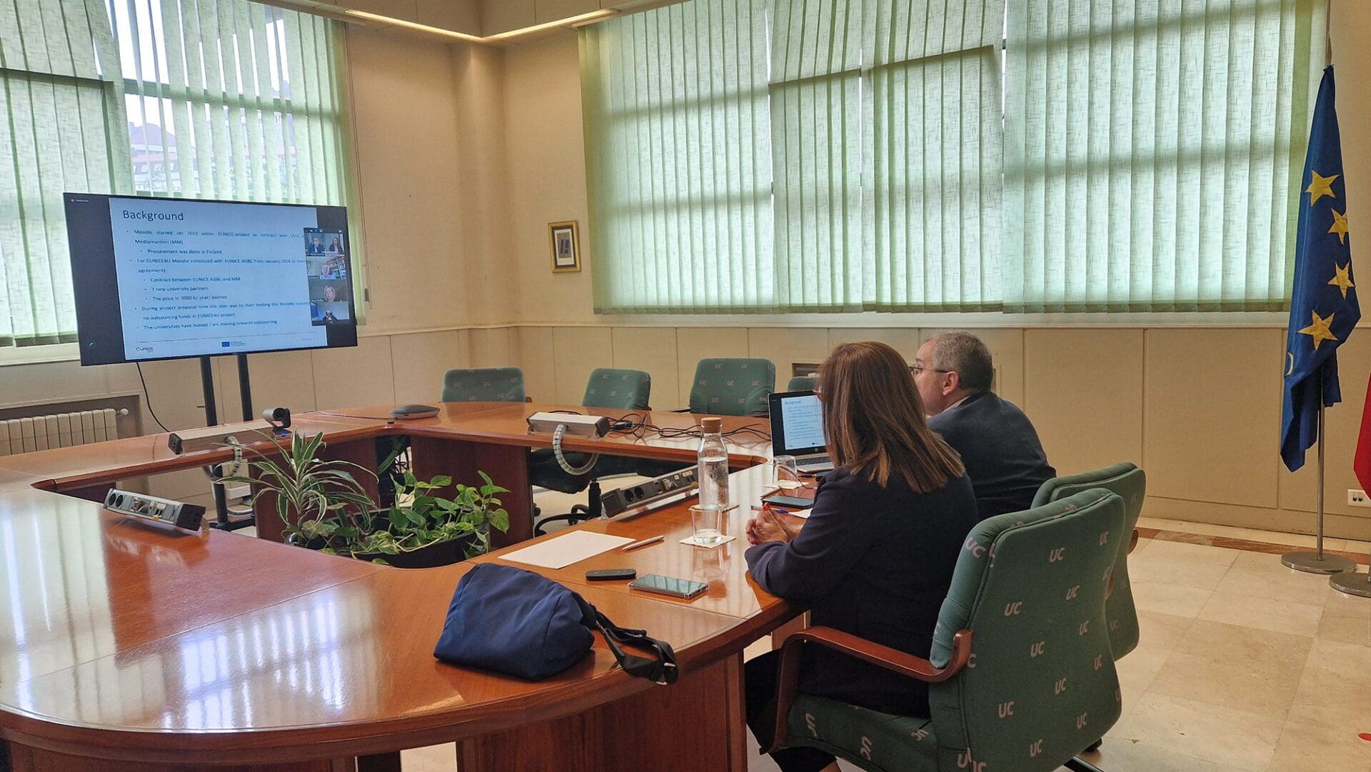 UC's Rector and Vice-Rector for Internationalisation attending the online EUNICE General Assembly