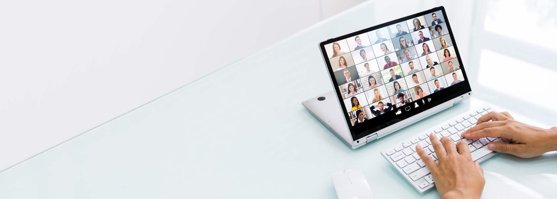 Stock image of an online meeting