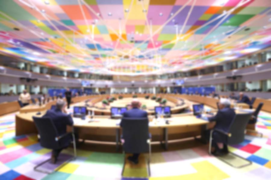 Blurred panoramic of the Council meeting rooom